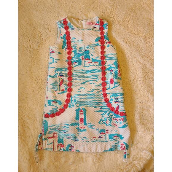 Lilly Pulitzer Girls Little Lilly Sleeveless Shift Dress 10 Watch Out Pattern - Picture 1 of 5